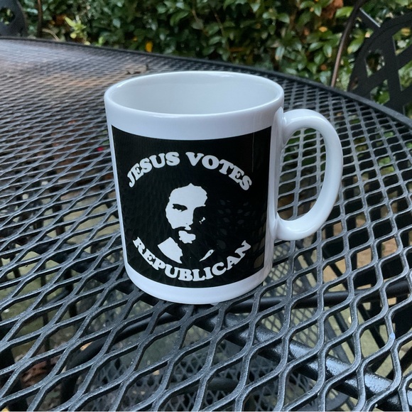 🐘🕊”Jesus Votes Republican” Black & White Ceramic Coffee Mug! - Picture 9 of 9